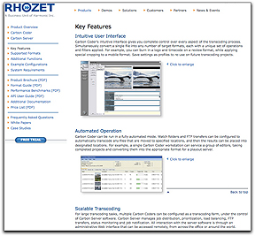 Harmonic Rhozet Carbon Server page