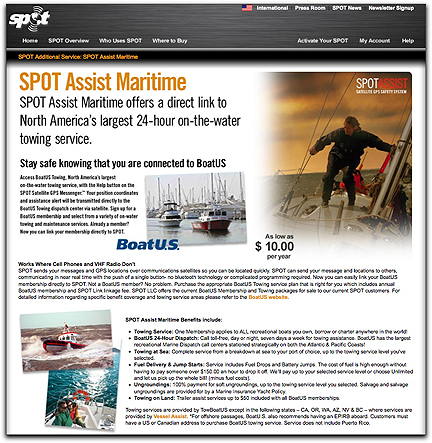 SPOT Marine Assist homepage