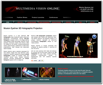 Musion homepage