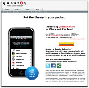 Questia Library homepage