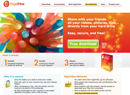 GigaTribe homepage