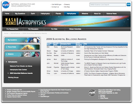 NASA Science Astrophyics page