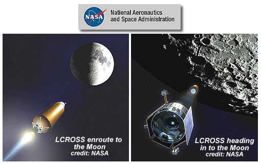 LCROSS satellite images + NASA logo