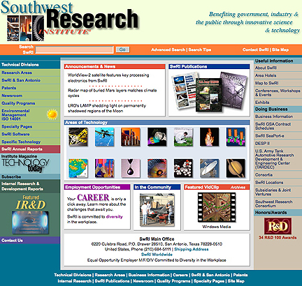 SwRI homepage