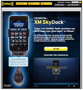 XM SkyDock page