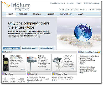 Iridium homepage (globe)