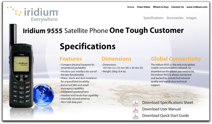 Iridium 9555 satphone homepage