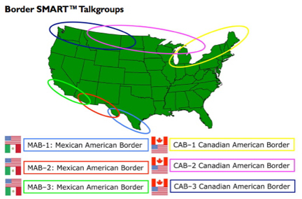 SkyTerra Border SMART Talkgroups map
