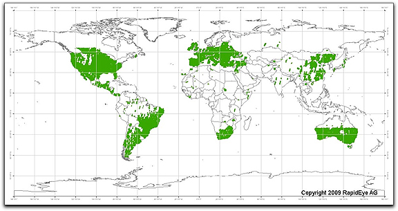 RapidEye constellation world coverage diagram