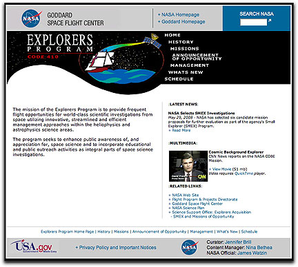 NASA Explorer Program homepage
