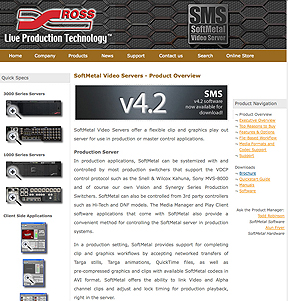 Ross Video SoftMetal video server page
