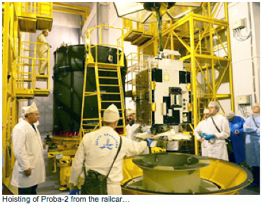 Proba-2 hoisting at Eurockot