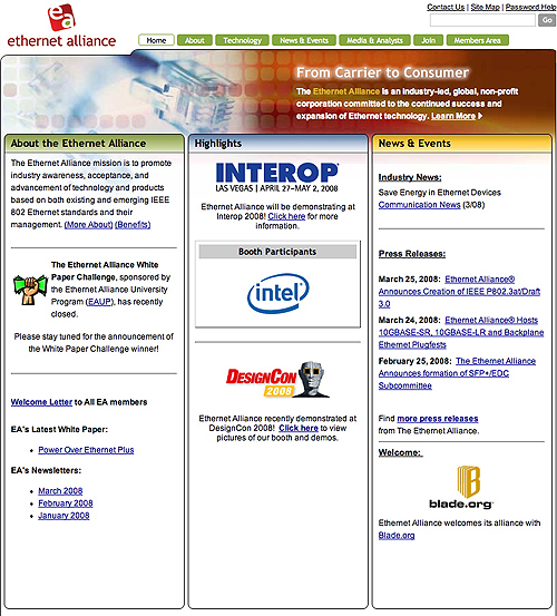 Ethernet Alliance home page