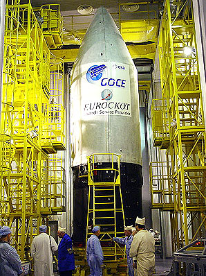 ESA's GOCE satellite within fairing