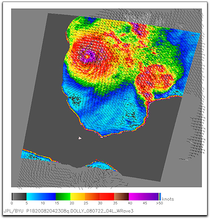QuickScat satellite image of hurricane