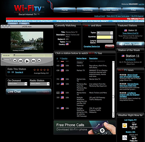 Wi-Fi TV home page