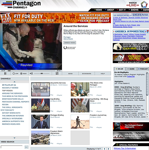 Pentagon Channel home page