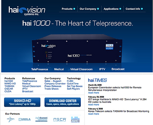 HaiVision home page