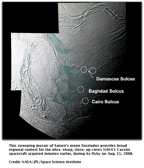 NASA's Cassini flyby of Saturn's moon Enceladus