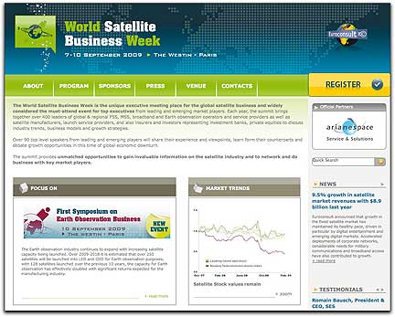 World Satellite Business Week homepage