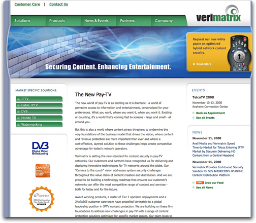 Verimatrix homepage