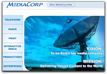 MediaCorp (Singapore) homepage graphic