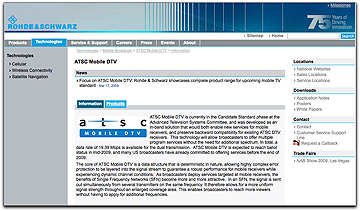 Rohde & Schwarz Mobile DTV page