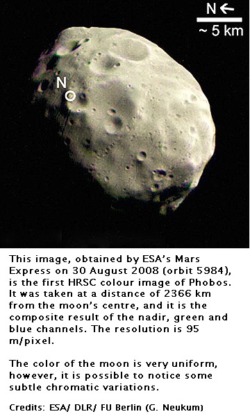 Mars Express color photo of Phobos