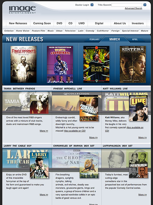 Image Entertainment home page
