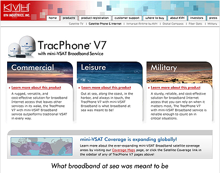 KVH Mini-Broadband homepage