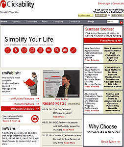 Clickabililty home page screen