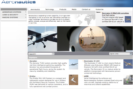 Aeronautics Defense Systems homepage