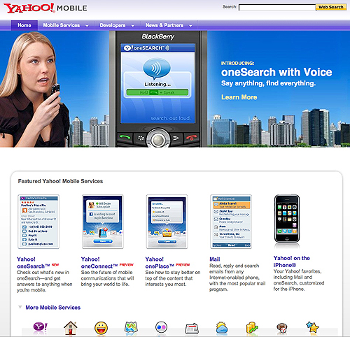 Yahoo! Mobile home page