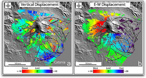 Mt. Etna displacement maps