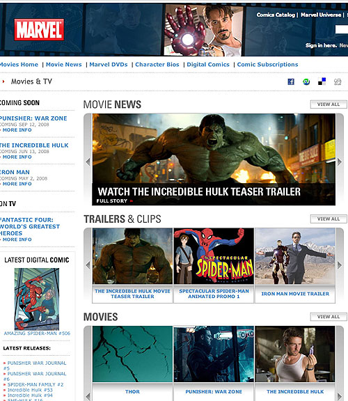 Marvel movies home page