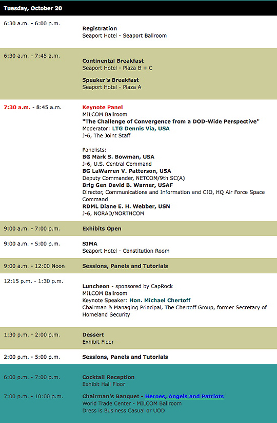 MILCOM Tuesday events