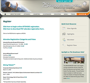 25th NSS registration homepage