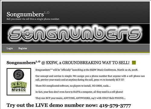 SongNumbers home page