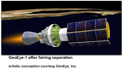 GeoEye-1 satellite after fairing separation
