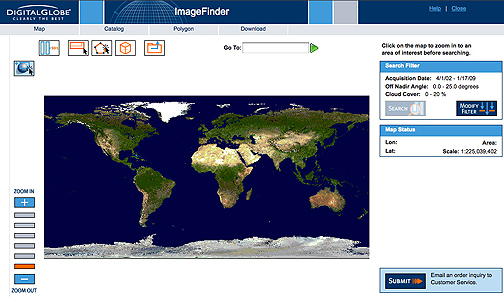 DigitalGlobe Imagefinder page