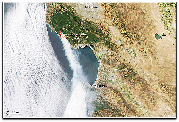 Lockheed Fire SC Mtns CA NASA Aqua