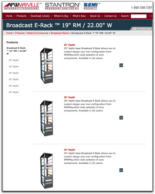 Stantron Broadcast E-Rack webpage