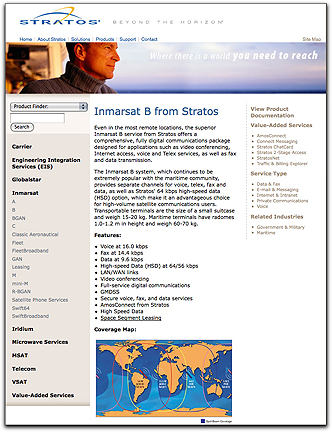 Stratos Inmarsat B webpage