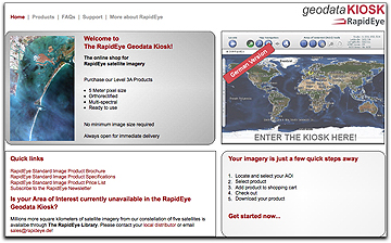 RapidEye Geodata Kiosk page