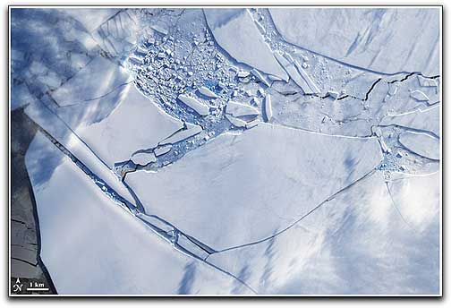 Wilkins Ice Bridge collapse (NASA Terra)