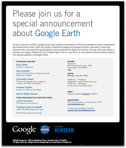 Google Earth announcement graphic