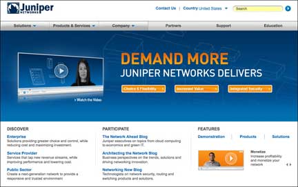 Juniper Networks homepage