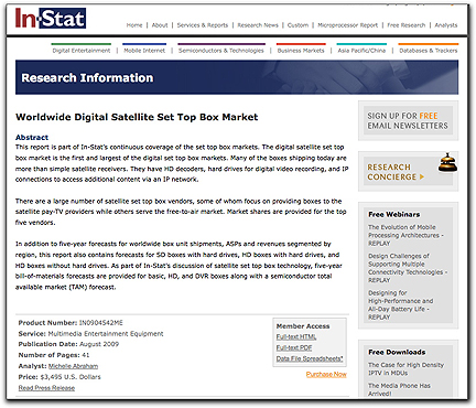 In-Stat Sat STB market page
