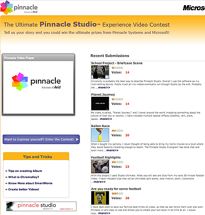 Pinnacle Systems Contest Screen