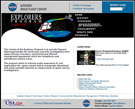 NASA Explorers Program homepage